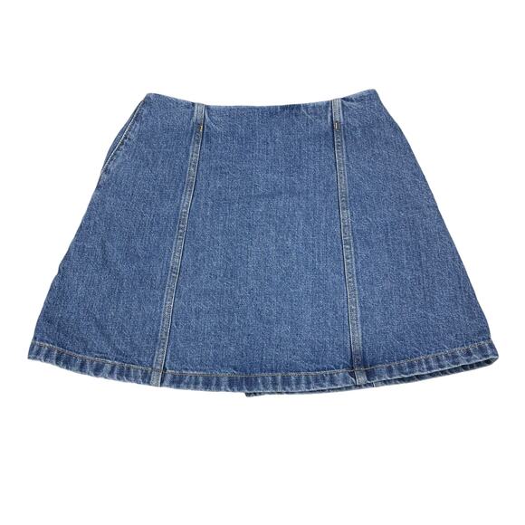 WILFRED FREE Aritzia Ahrens Button Front Mini A-Line Denim Skirt Sz 4 - Picture 7 of 7